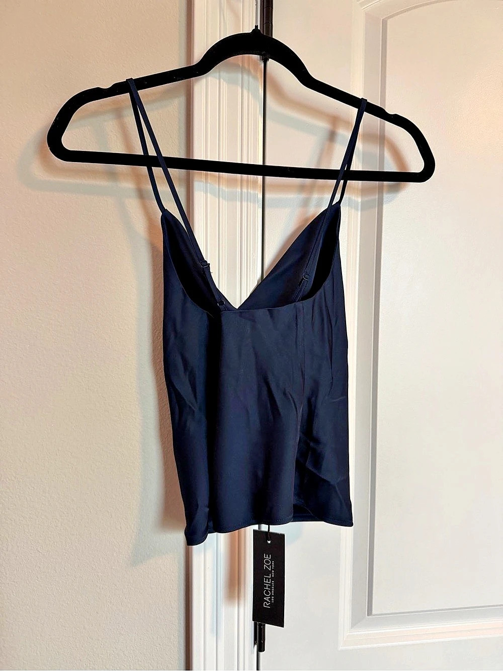 NWT Rachel Zoe Navy Satin Cowl Neck Camisole Tank Top - Size XS - Picture 2 of 4